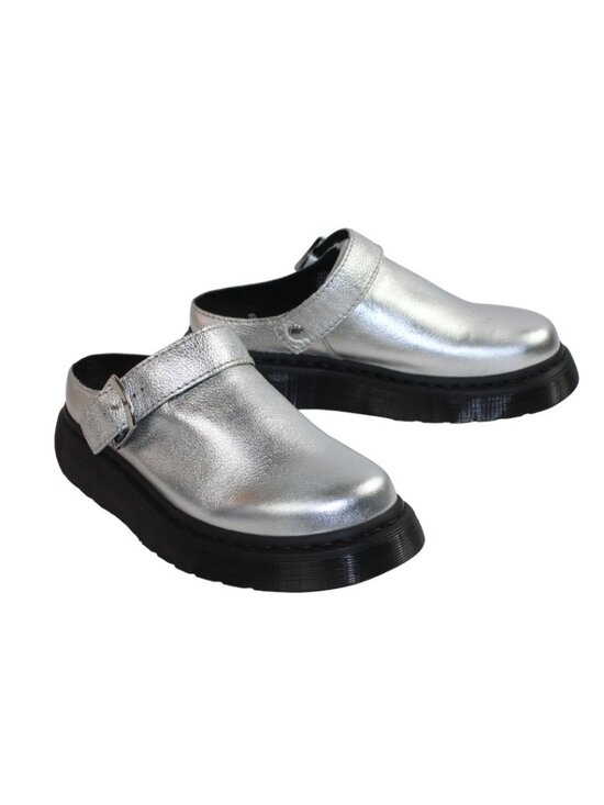 Dr. Martens Laketen Silver Leather Platform Chunky Convertible Sling Back Clog - Picture 4 of 10